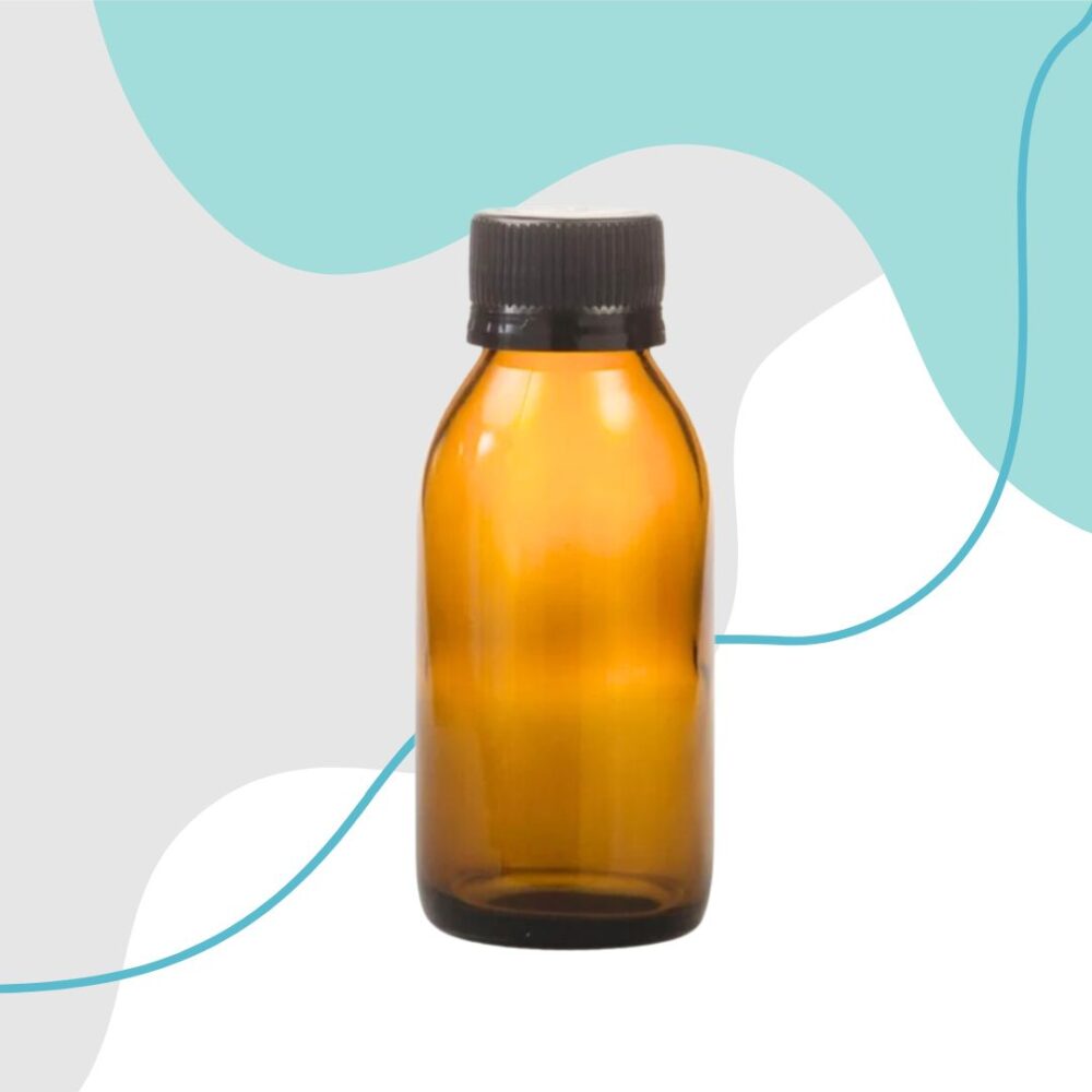 100ml Amber Glass Generic Bottle + Black Cap