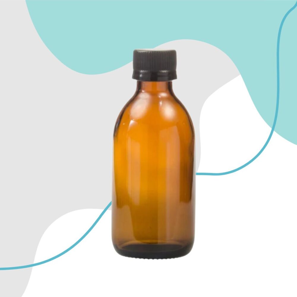 200ml Amber Glass Generic Bottle + Black Cap