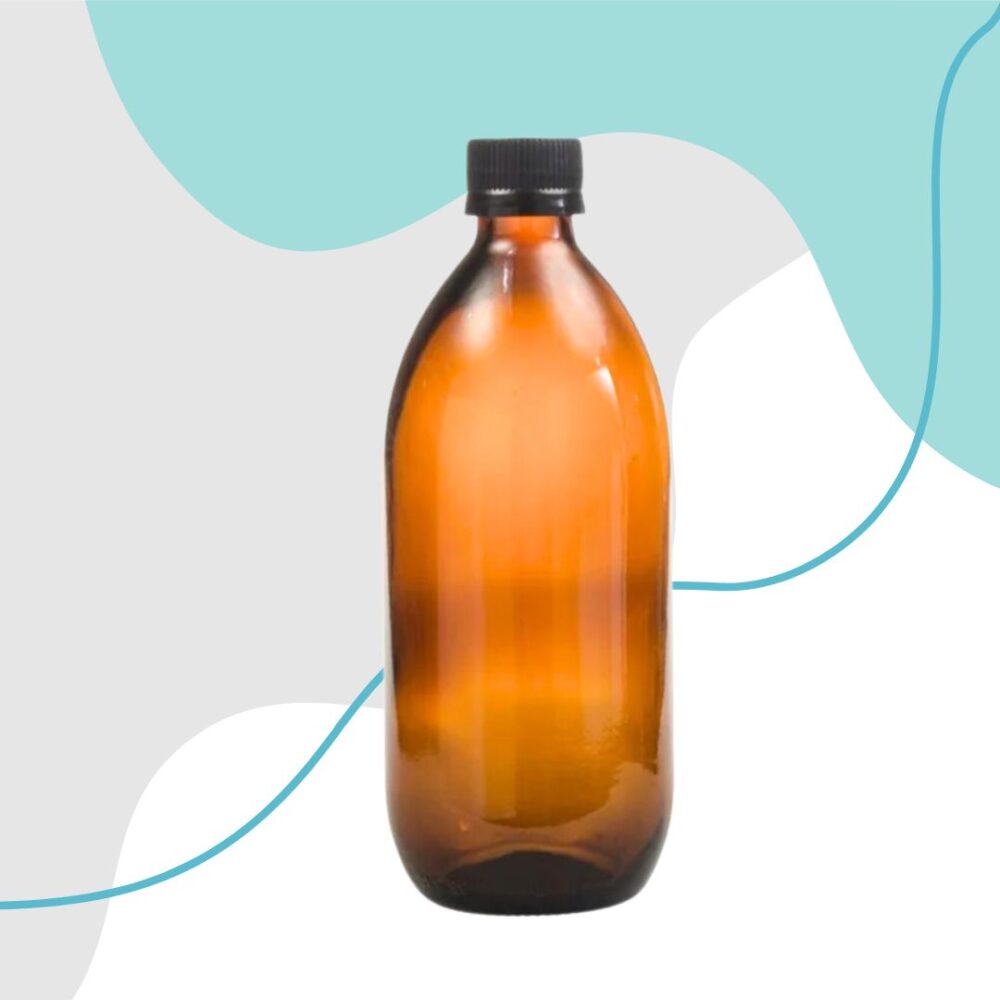 500ml Amber Glass Generic Bottle + Black Cap