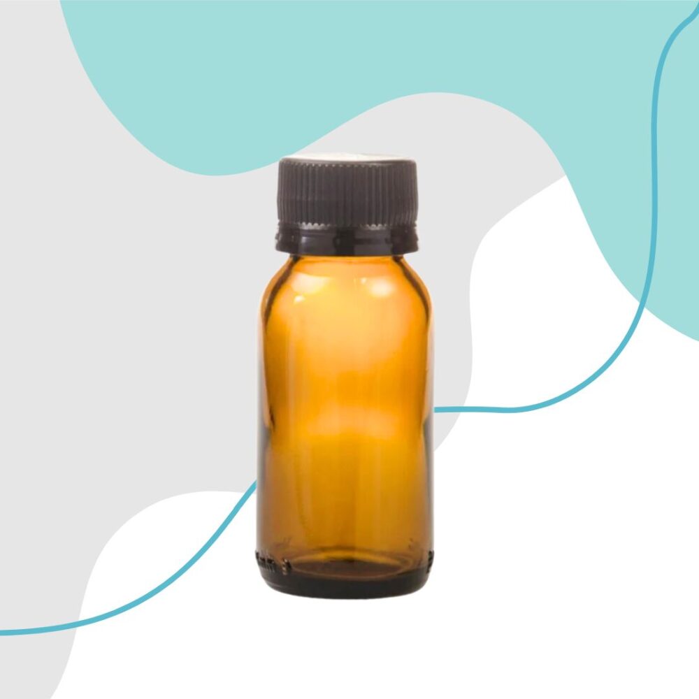 50ml Amber Glass Generic Bottle + Black Cap