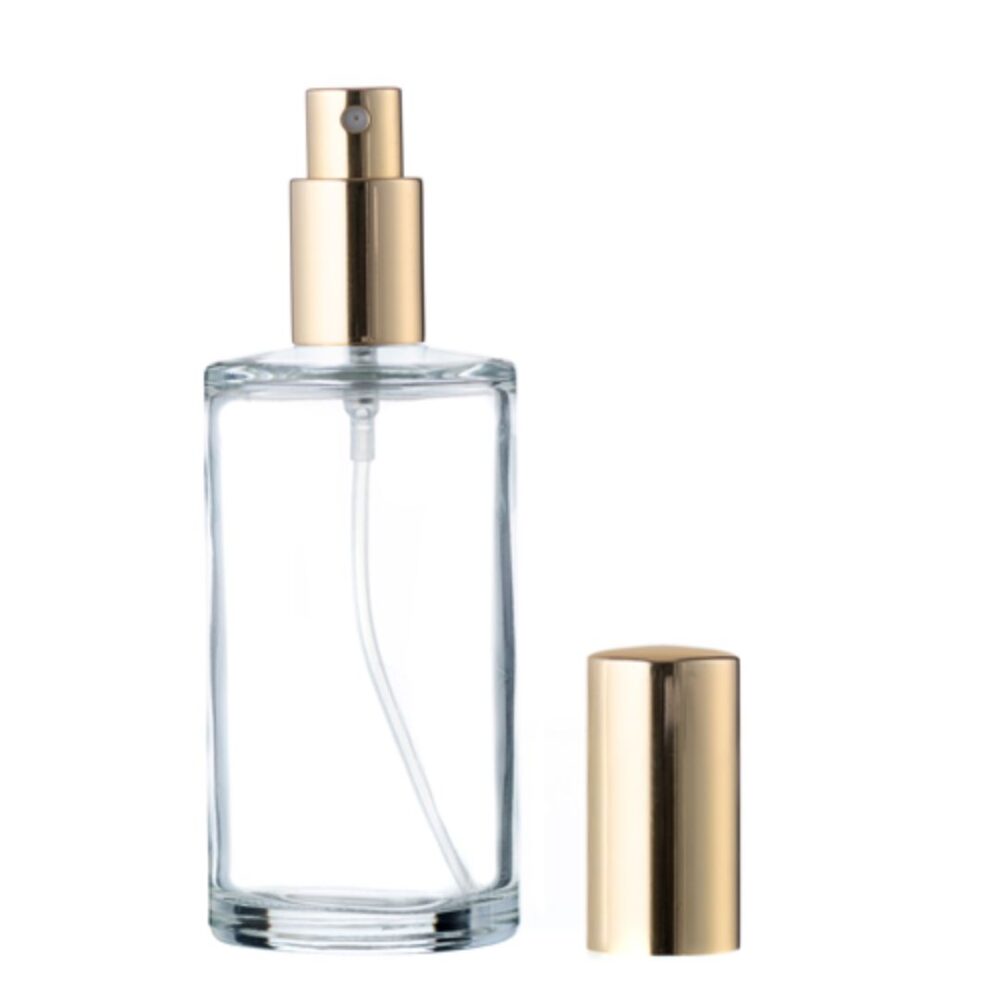 100ml Glass Cylinder Spray + Screw on Lid Shiny Gold
