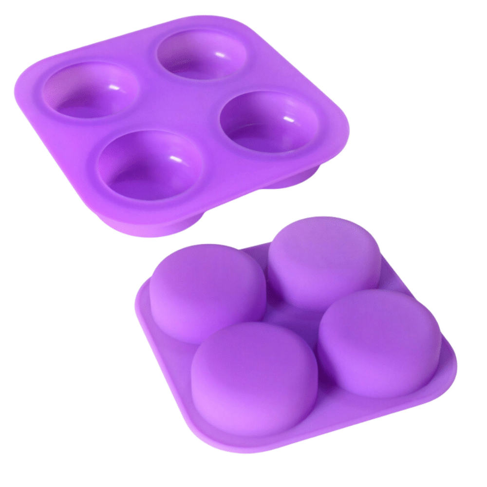 4 Cavity Round Silicone Mould Purple