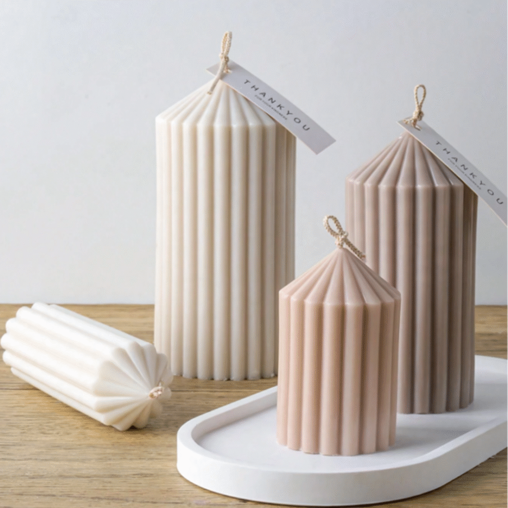 4-Piece Stripe Cylinder Candle Silicone Mold Set