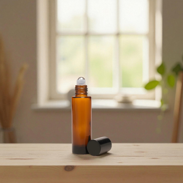 Roll on Bottle 10ml Amber (Stainless Steel Roller)