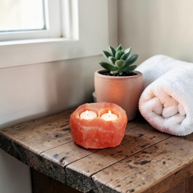 Himalayan Salt Candle Holder 2 Hole