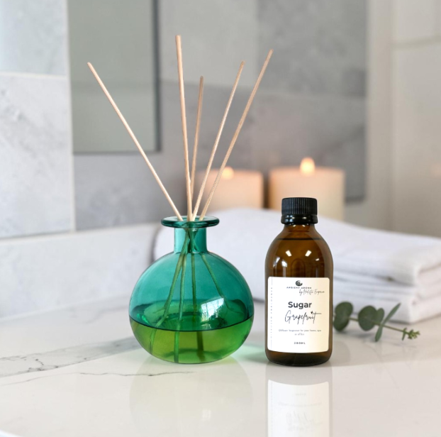 Sugar Grapefruit Luxury Reed Diffuser 200ml (Aqua Teal Diffuser Bottle)